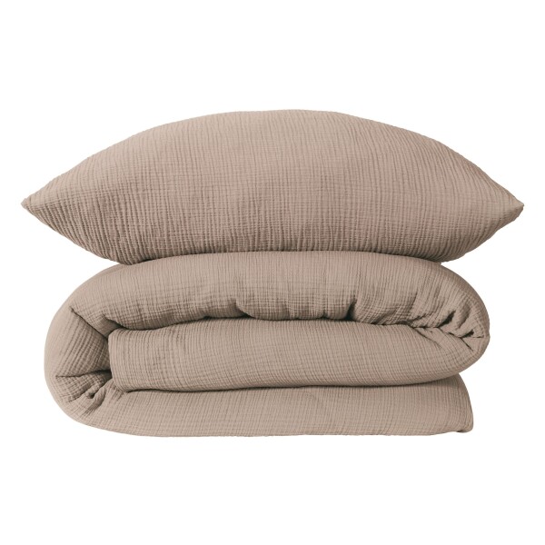 Musselin Bettwäscheset Molly Taupe-155 x 220 cm