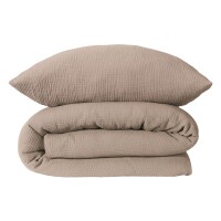 Musselin Bettwäscheset Molly Taupe-155 x 220 cm